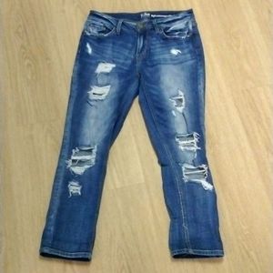 N.Y. & COMPANY- Soho High Waist Cropped Distressed Boyfriend Jeans Size 4